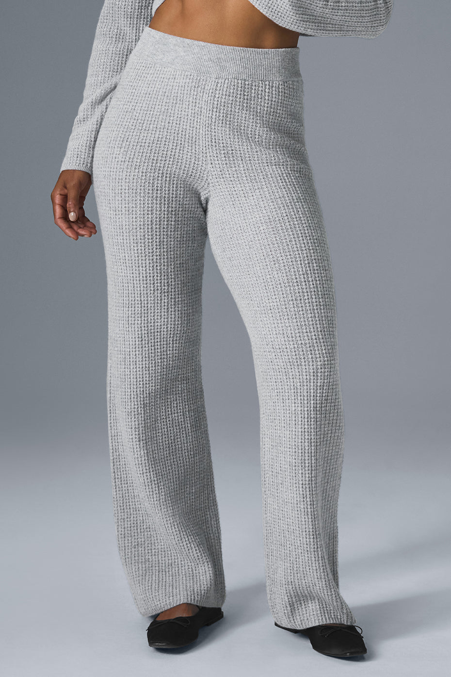 Cashmere High-Waist Plush Waffle Pant - Athletic Heather Grey (W51286R)