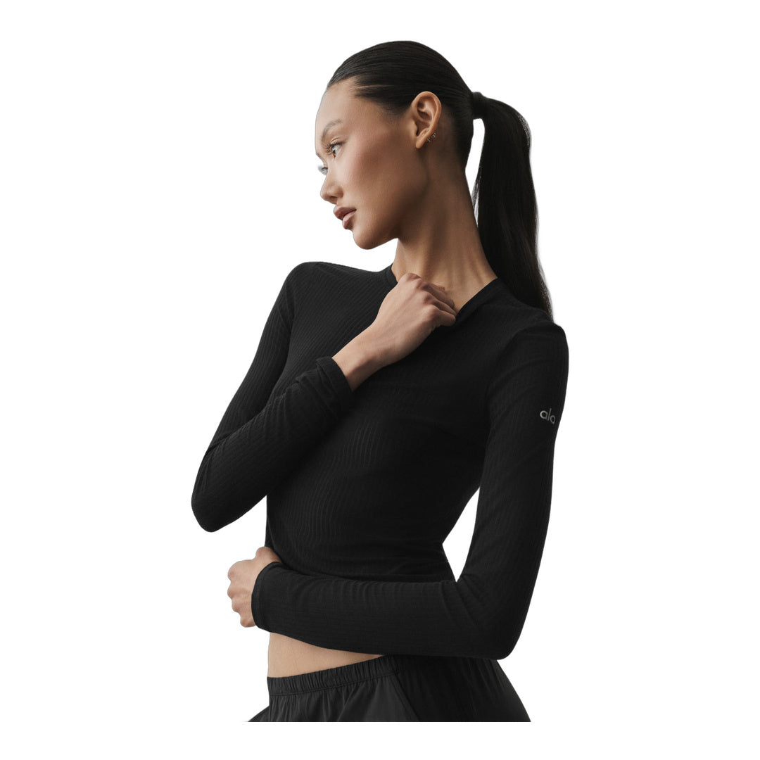 alo Ribbed Sea Coast Long Sleeve - Black by Alo Yoga