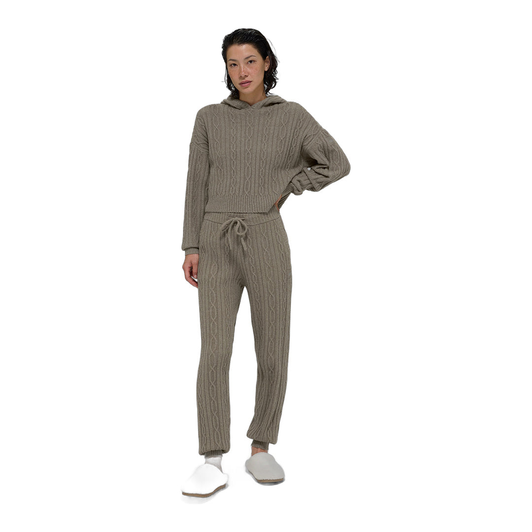 alo Cable Knit Winter Bliss Hoodie - Light Cocoa by Alo Yoga