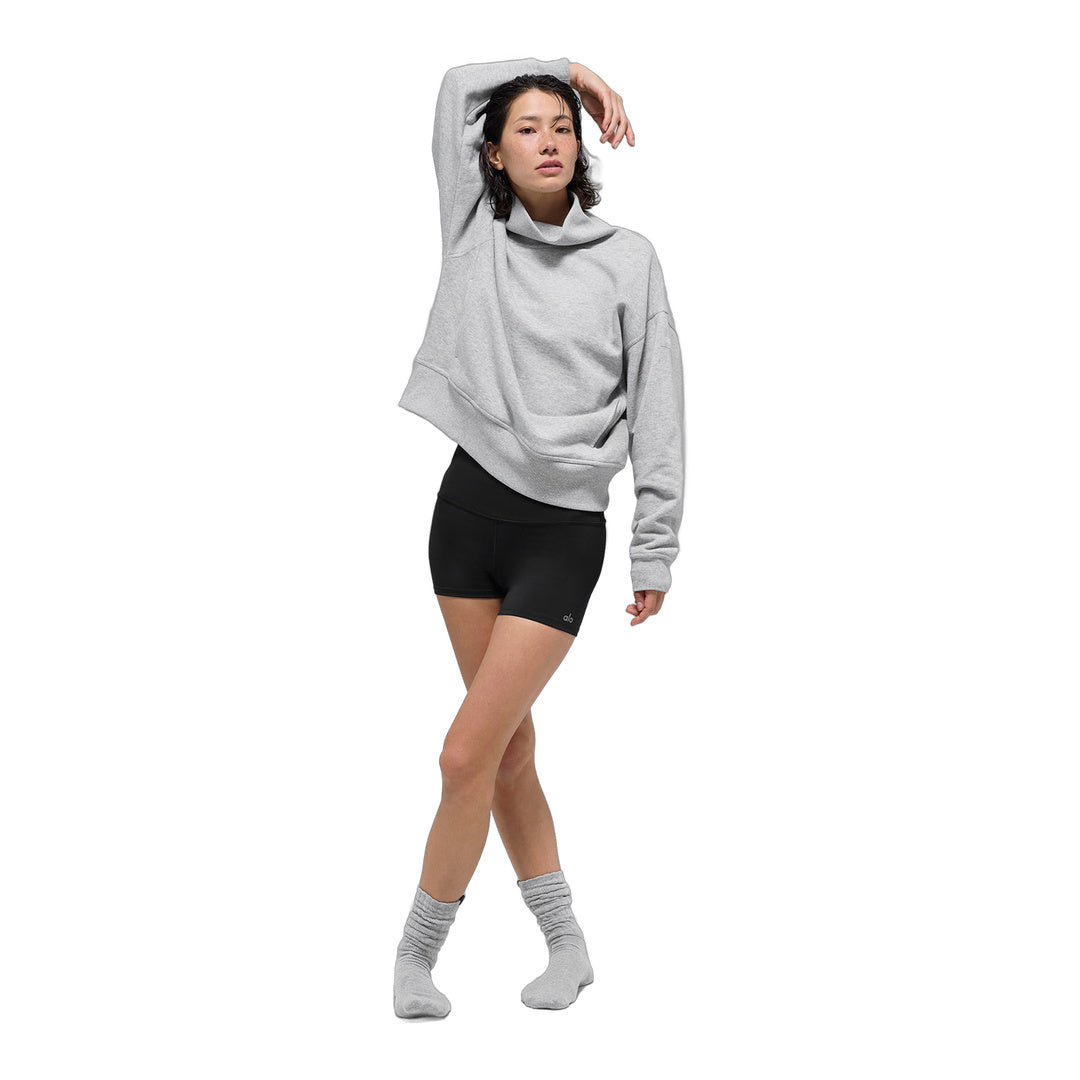 alo Hazy Mock Neck Pullover - Athletic Heather Grey by Alo Yoga