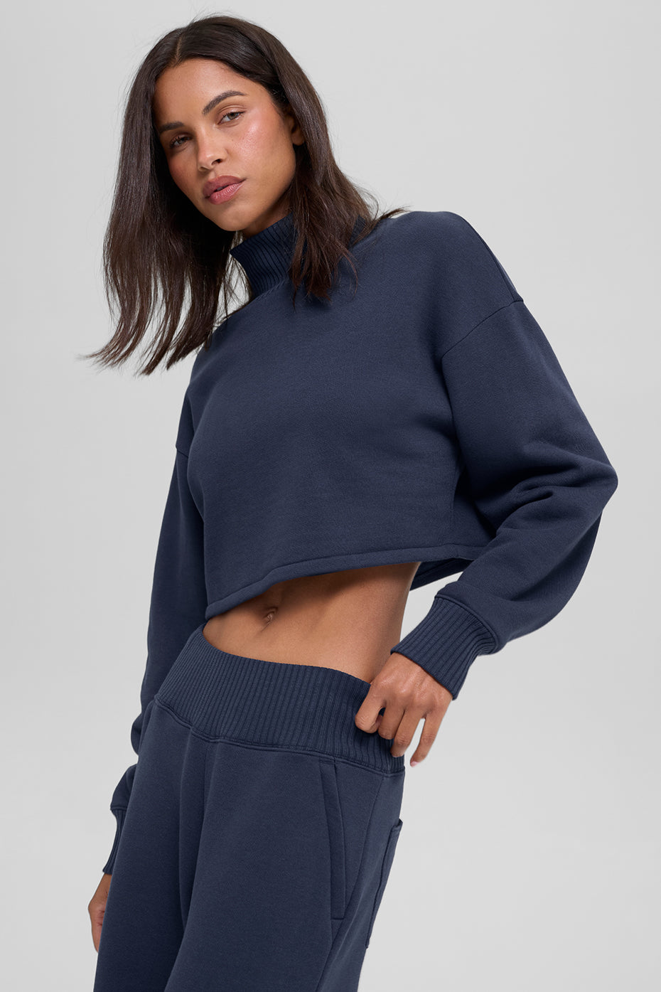 Cropped Serenity Coverup - Navy (W3875R)