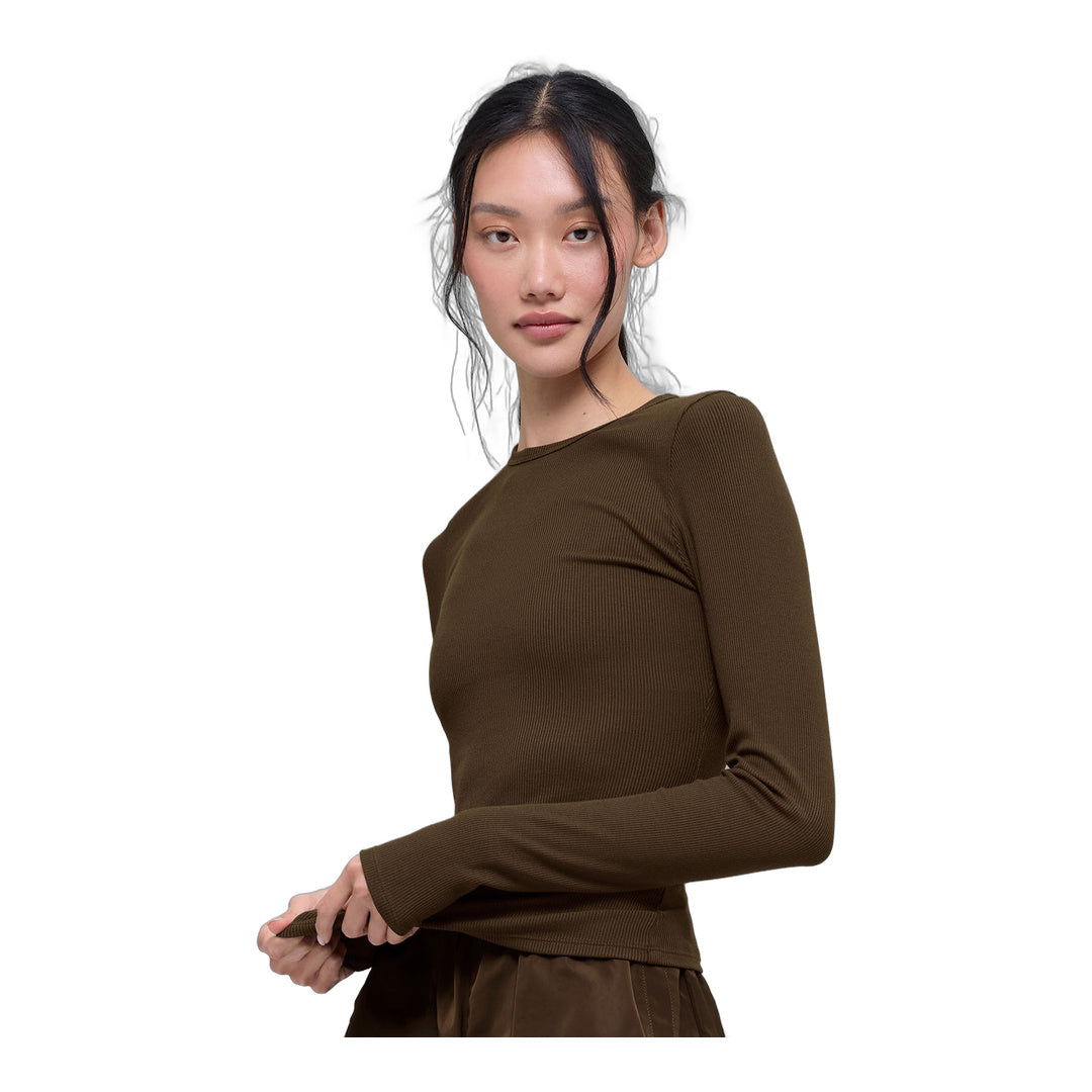 alo Ribbed Modal Long Sleeve - Espresso by Alo Yoga