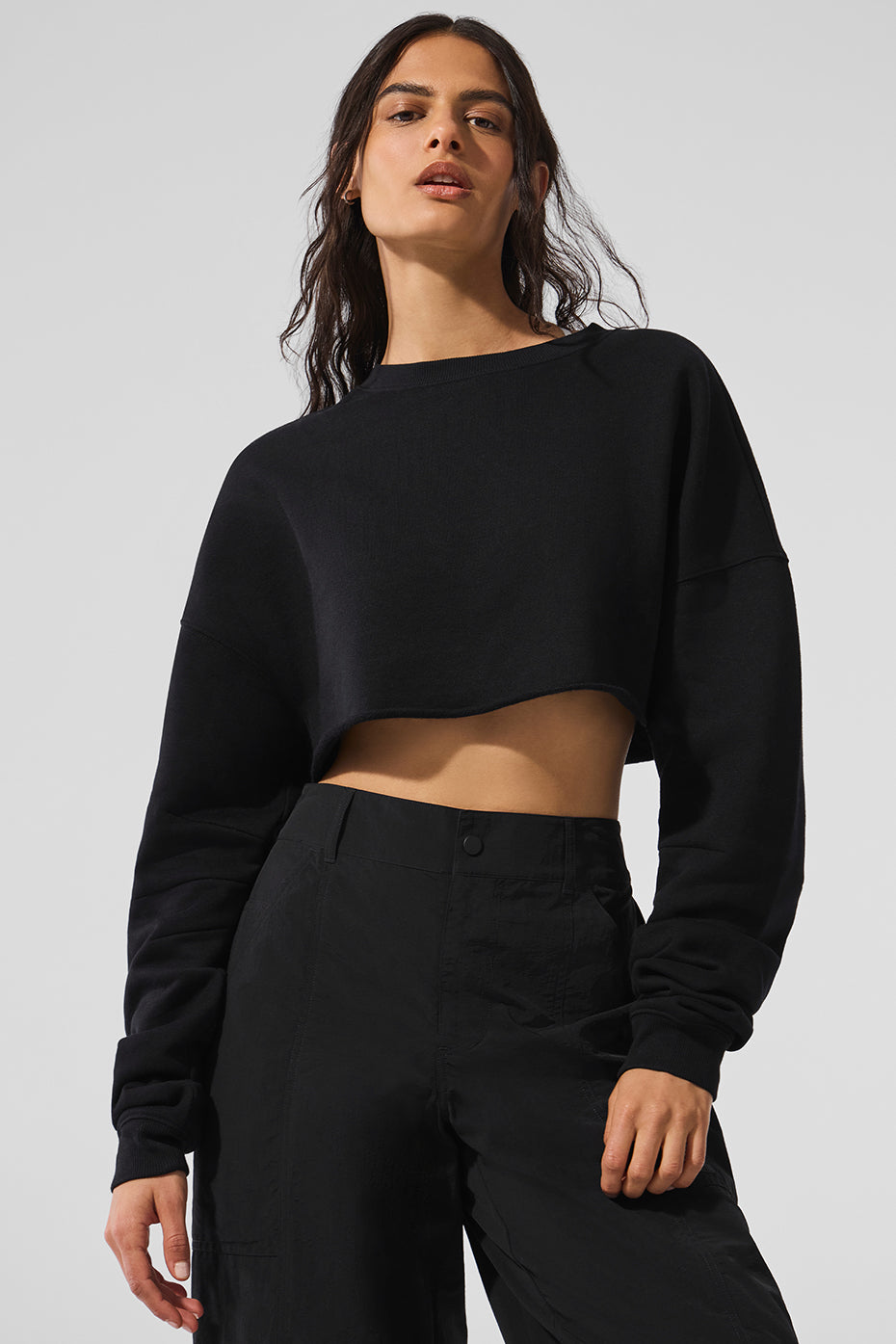 Extreme Cropped Pullover - Black (W3939R)