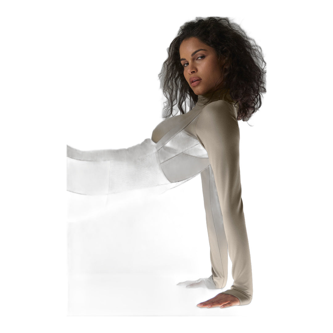 alo Airlift Winter Warm Mesh Ski Time Long Sleeve - Light Cocoa by Alo Yoga