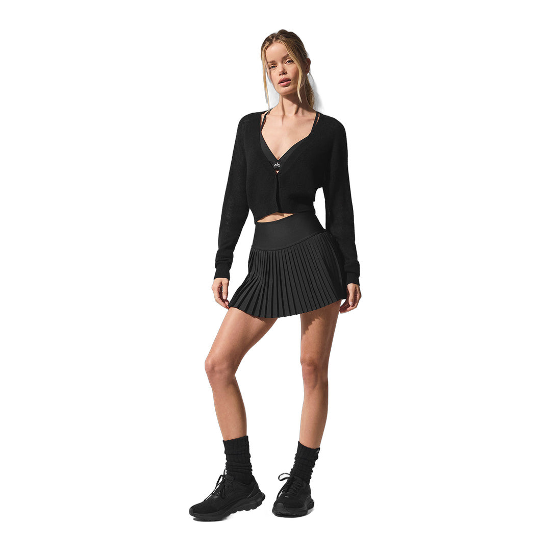 alo Sheer Cashmere Cropped Cardigan - Black by Alo Yoga