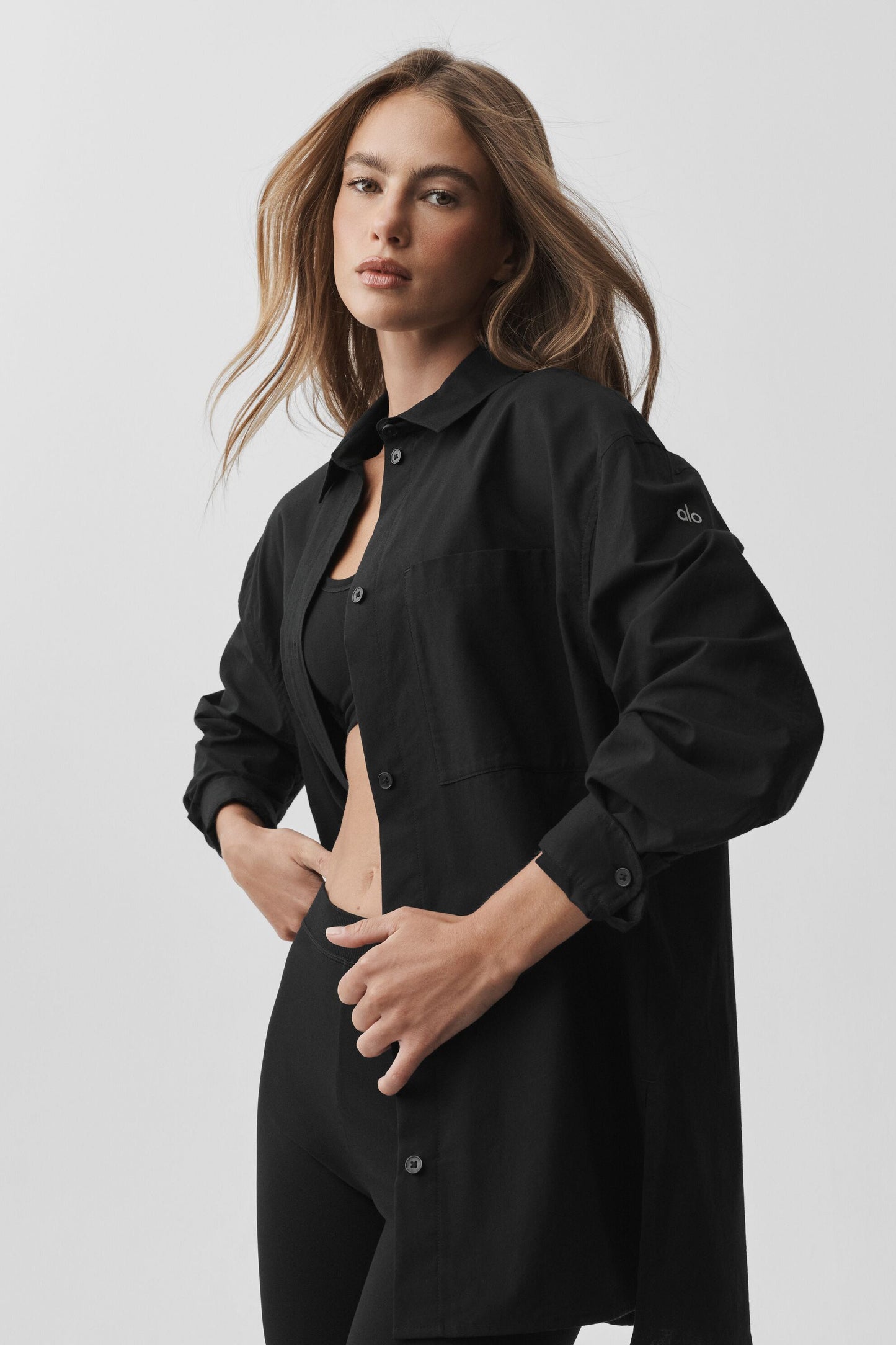Cotton Real Deal Button Up Long Sleeve - Black (W3970R)