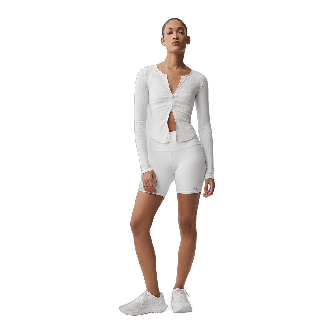 alo Ribbed Stardust Long Sleeve - White by Alo Yoga