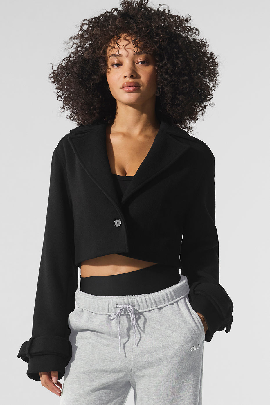 Wool Cropped Metro Trench - Black (W4627R)