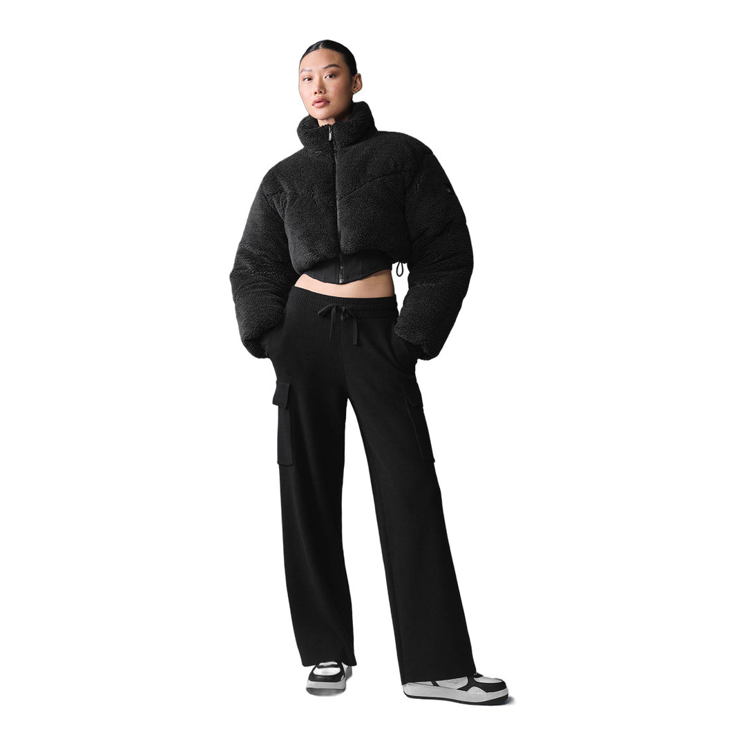 alo Sherpa Main Act Corset Puffer - Black by Alo Yoga