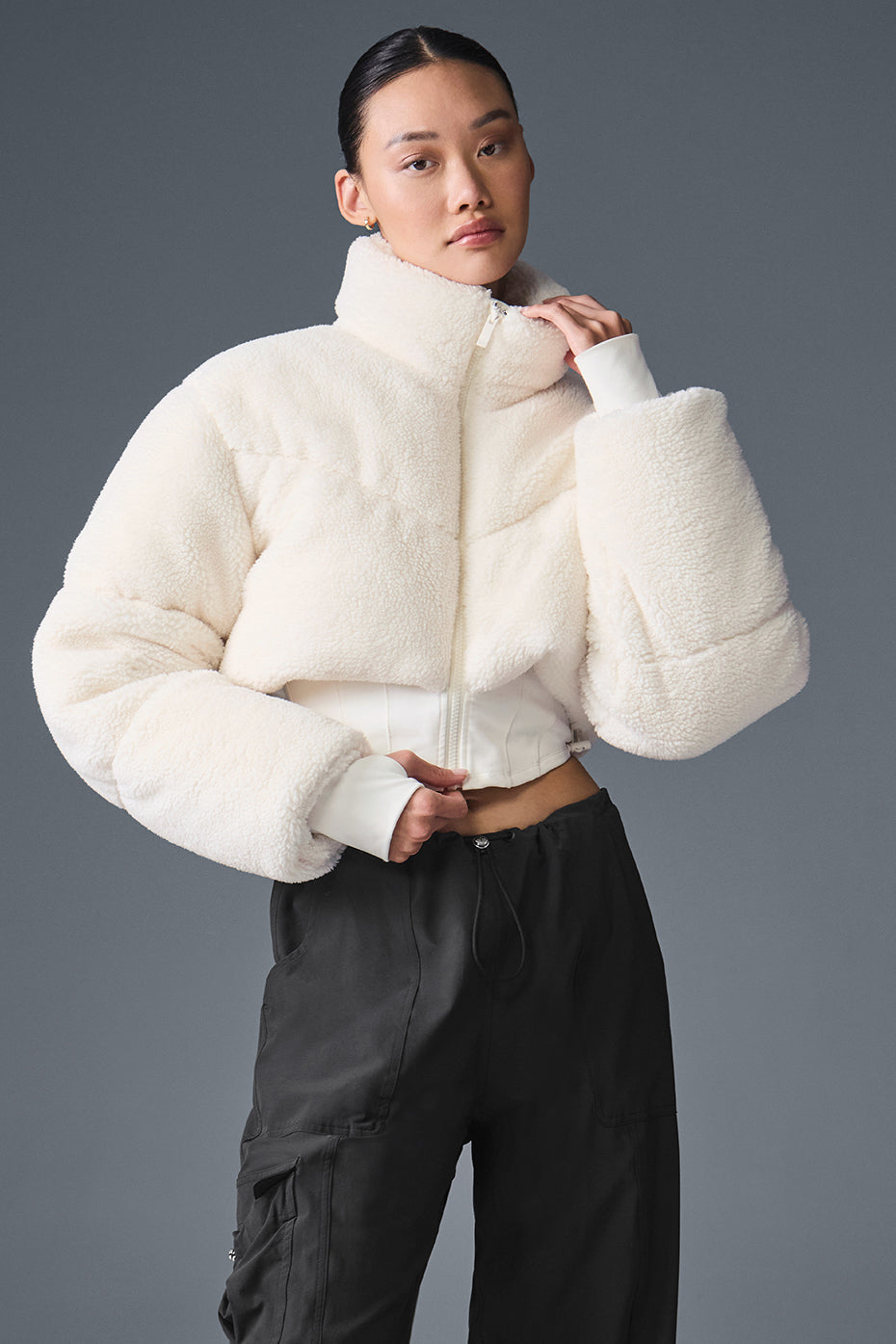 Sherpa Main Act Corset Puffer - Ivory (W4637R)