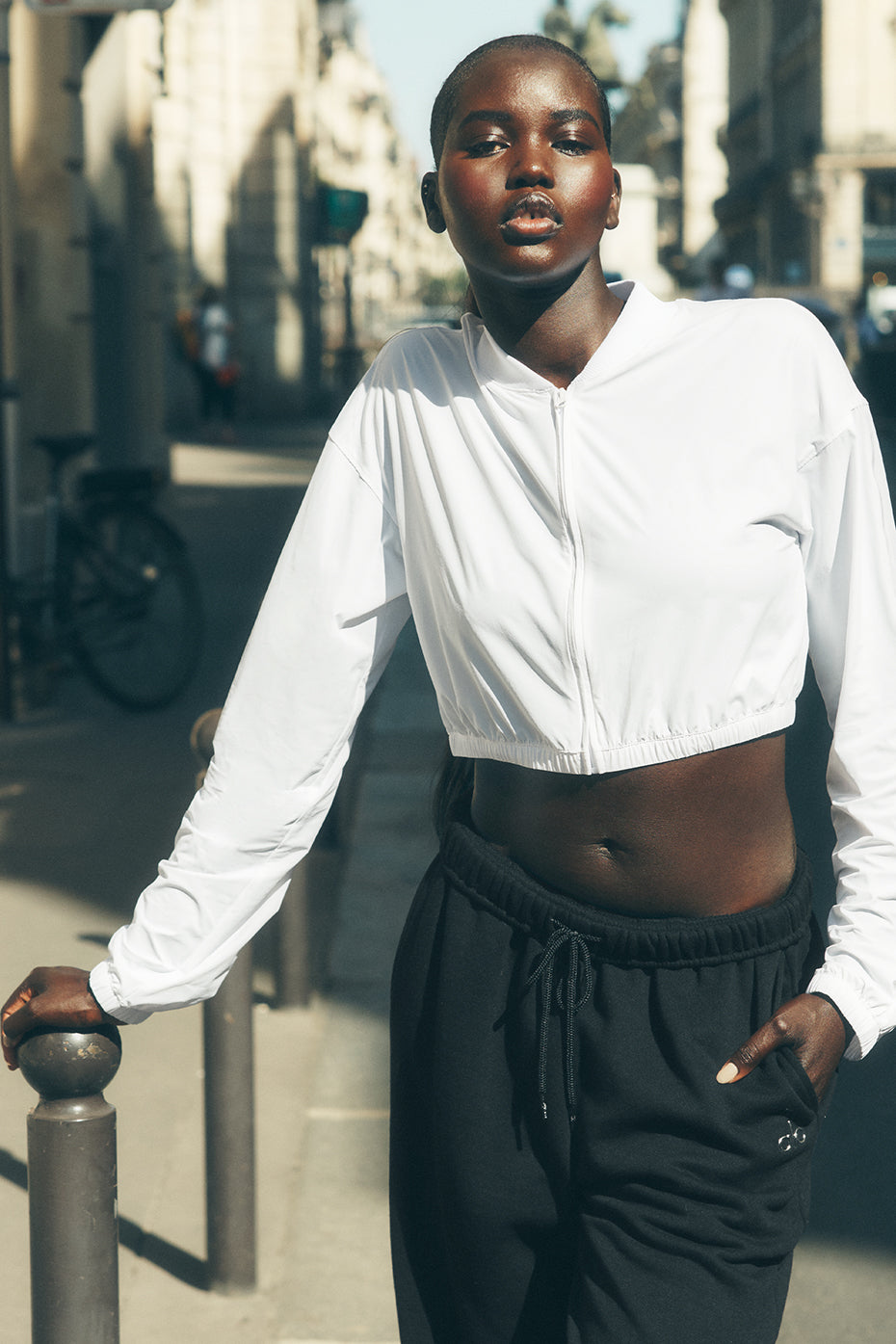 Cropped Breezy Full-Zip Cover Up - White (W4721R)