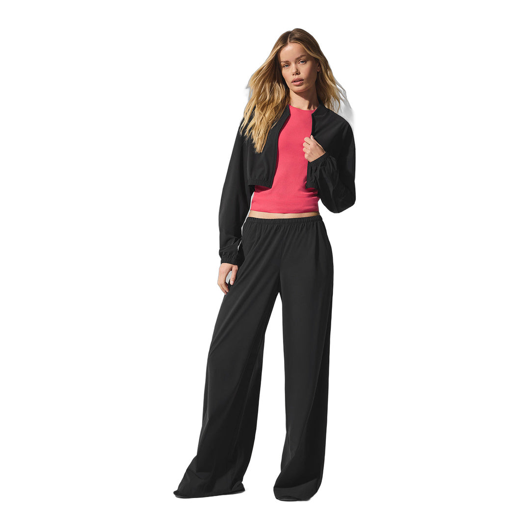 alo Cropped Breezy Full-Zip Cover Up - Black by Alo Yoga