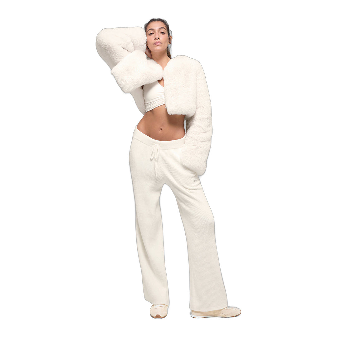 alo Faux Fur Chic Cropped Jacket - Ivory by Alo Yoga