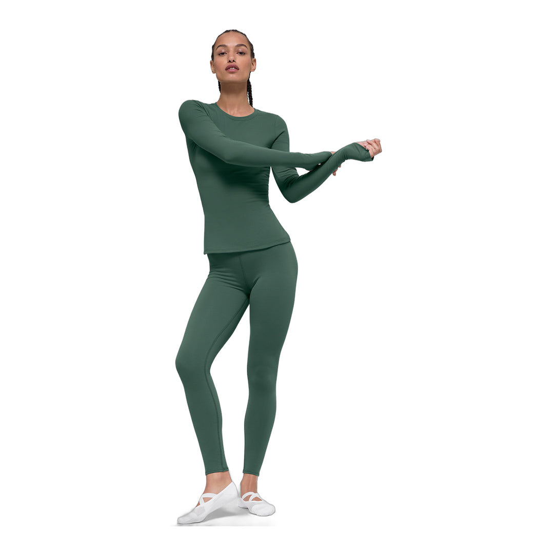 alo Airbrush Winter Warm High-Waist Nocturne Legging - Clover Green by Alo Yoga
