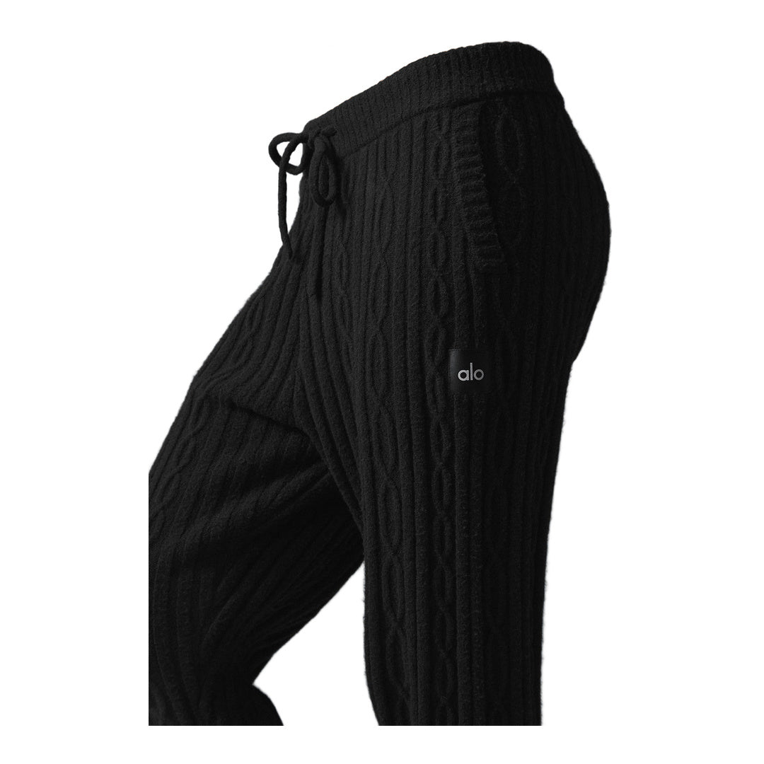 alo Cable Knit Winter Bliss Pant - Black by Alo Yoga