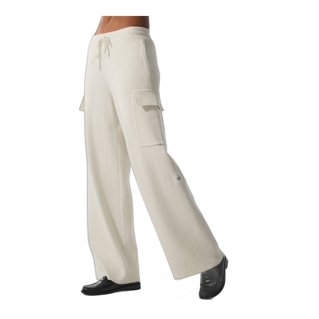alo Scholar Knit High-Waist Cargo Pant - Ivory by Alo Yoga