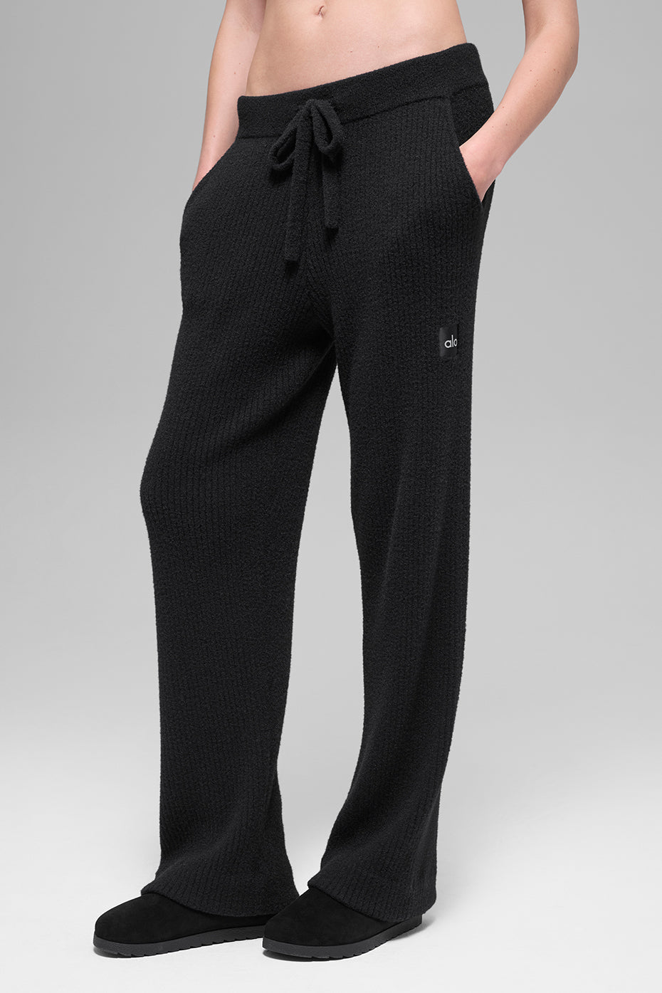 Snuggle Up Sweater High-Waist Wide Leg Pant - Black (W51431R)