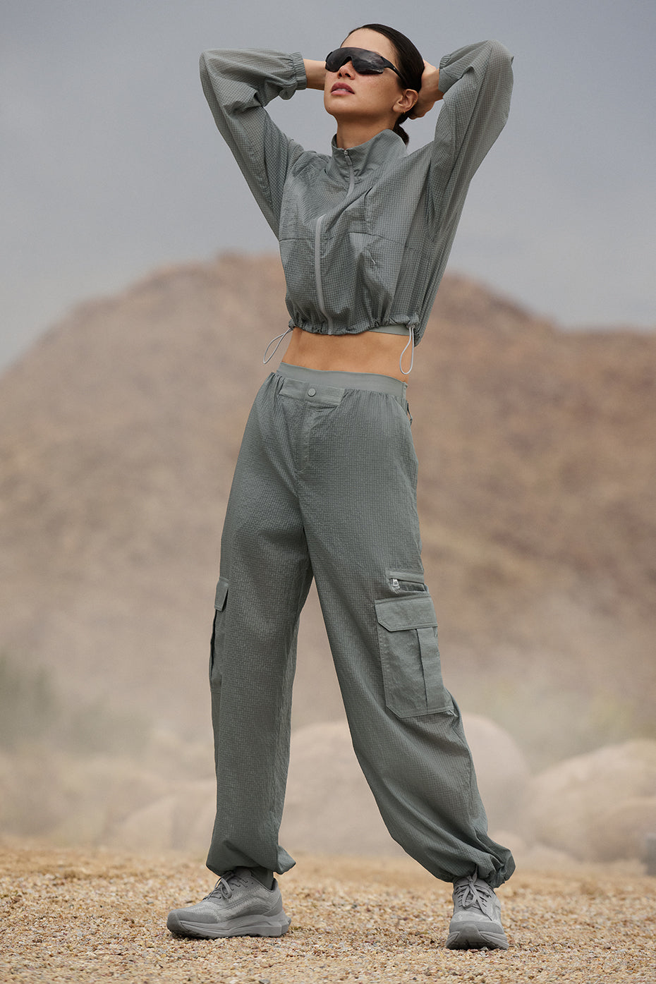 Sheer Game Time Wide Leg Jogger - Lunar Grey (W54212R)