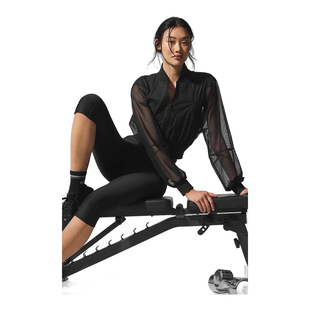 alo Airlift Mesh High-Waist Just Right Capri - Black by Alo Yoga