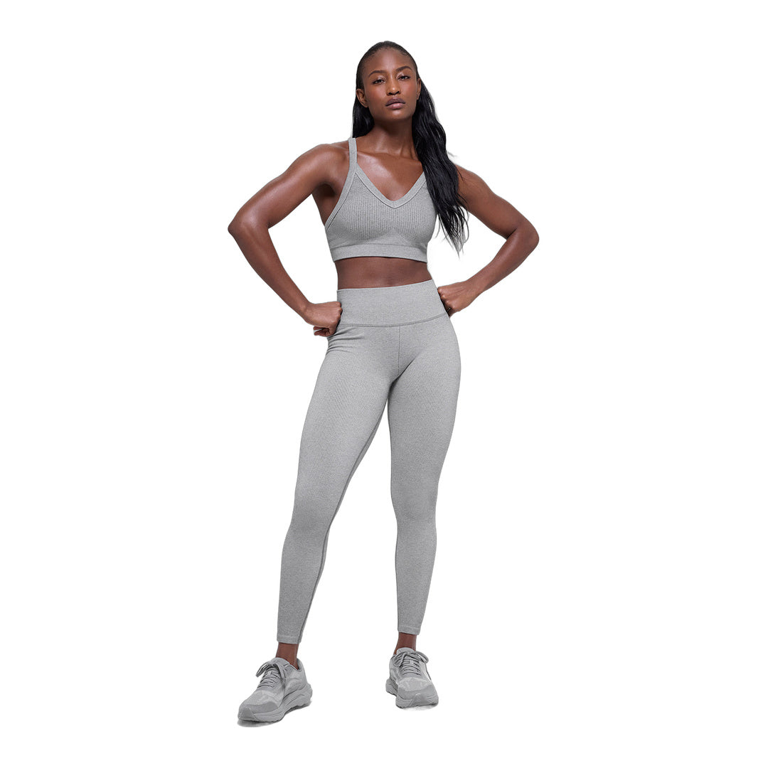 alo Seamless High-Waist Two Tone Rib Legging - Light Misty Grey Heather by Alo Yoga