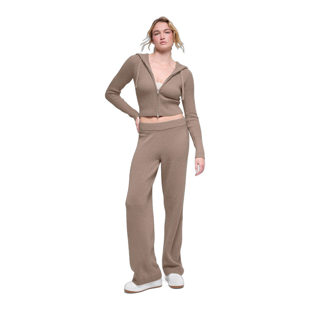 alo Wool Cashmere High-Waist New Class Wide Leg Pant - Chai Latte by Alo Yoga