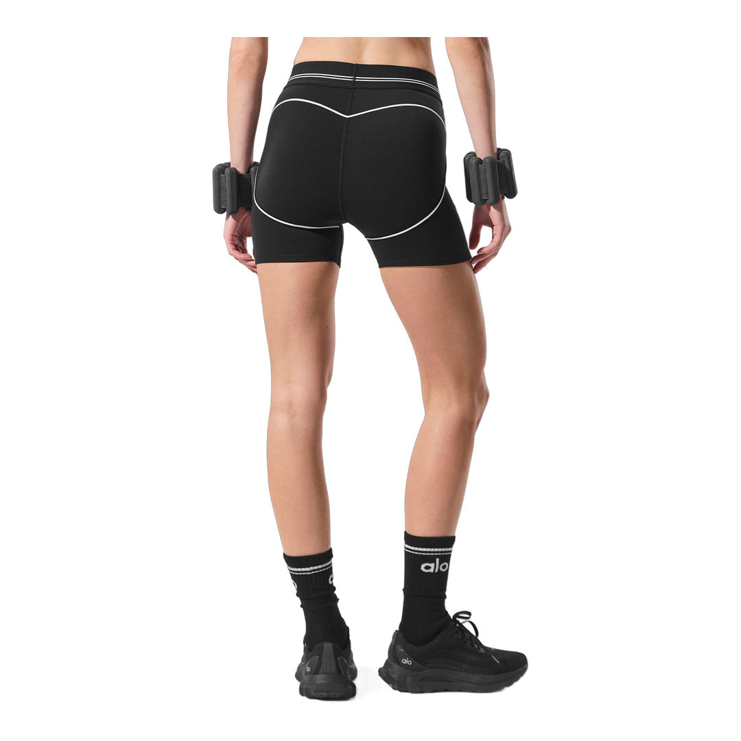 alo 4" Airbrush High-Waist Heart Throb Short - Black/White by Alo Yoga