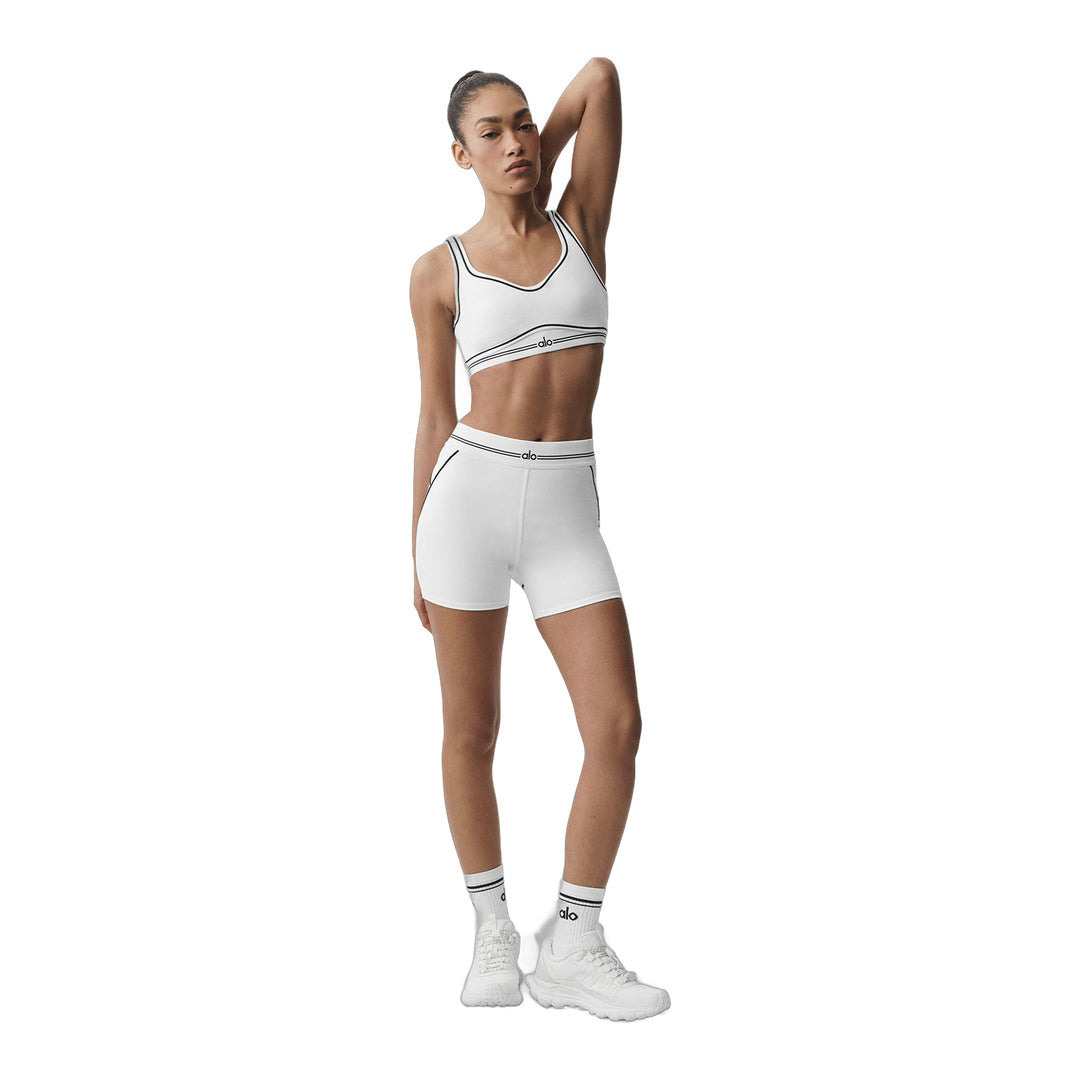 alo 4" Airbrush High-Waist Heart Throb Short - White/Black by Alo Yoga