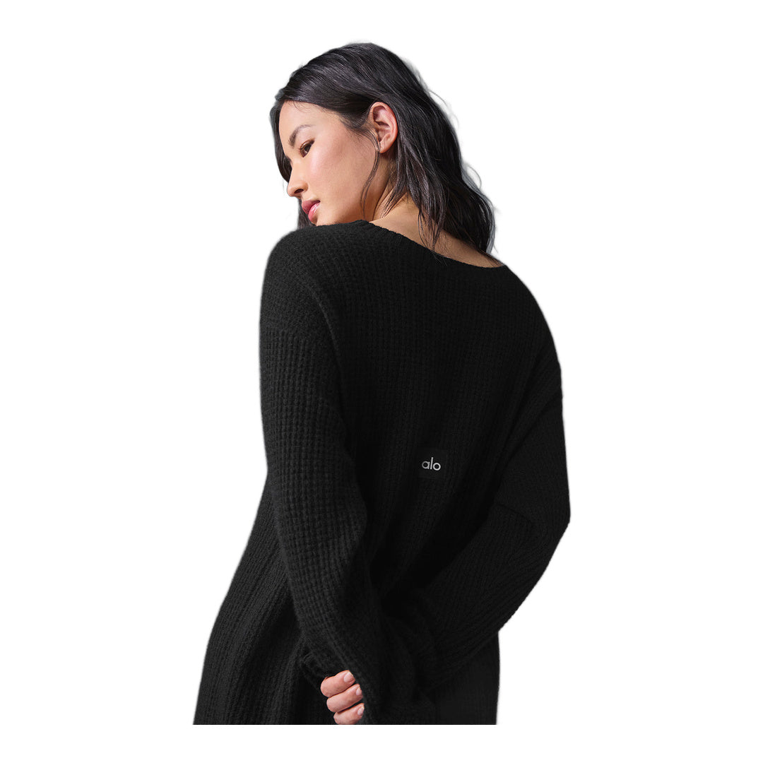 alo Cashmere Plush Waffle Dress - Black by Alo Yoga