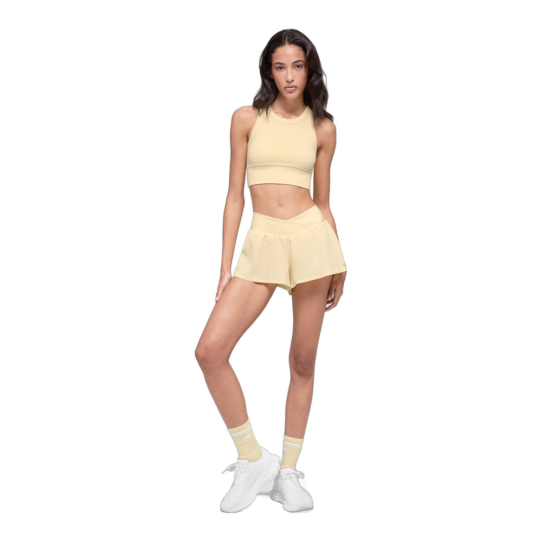 alo Seamless Delight High Neck Bra - Candlelight Yellow by Alo Yoga