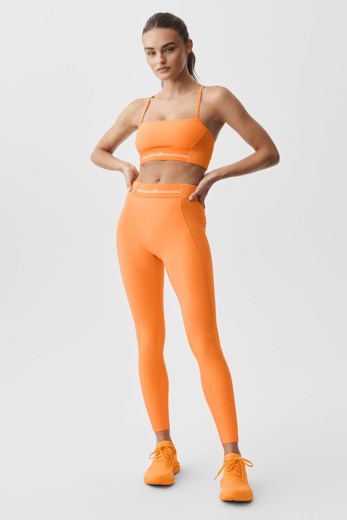 Alo Yoga Alosoft Relay Bra in Satsuma Breeze/White, product image 5 of 5