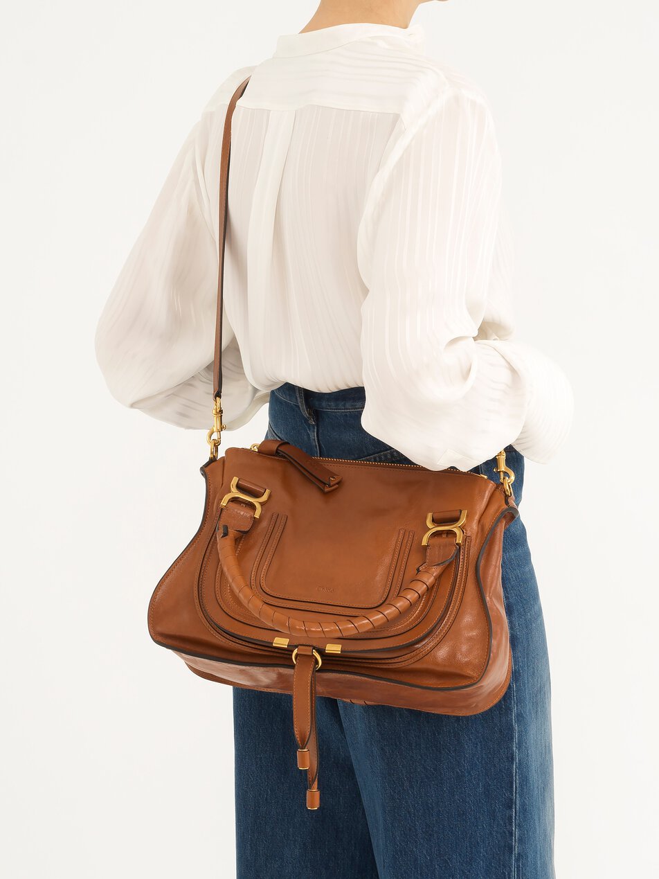 CHLOE Marcie bag in shiny leather Clay Brown by CHLOE