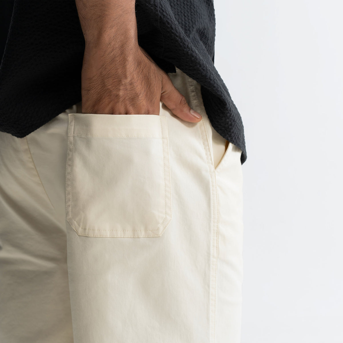 KNEE DART COTTON PANTS - CREAM by Warping Theories
