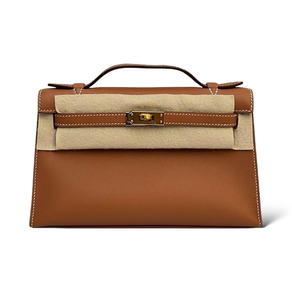 Hermès Kelly Pochette — Gold Swift Leather Gold Hardware