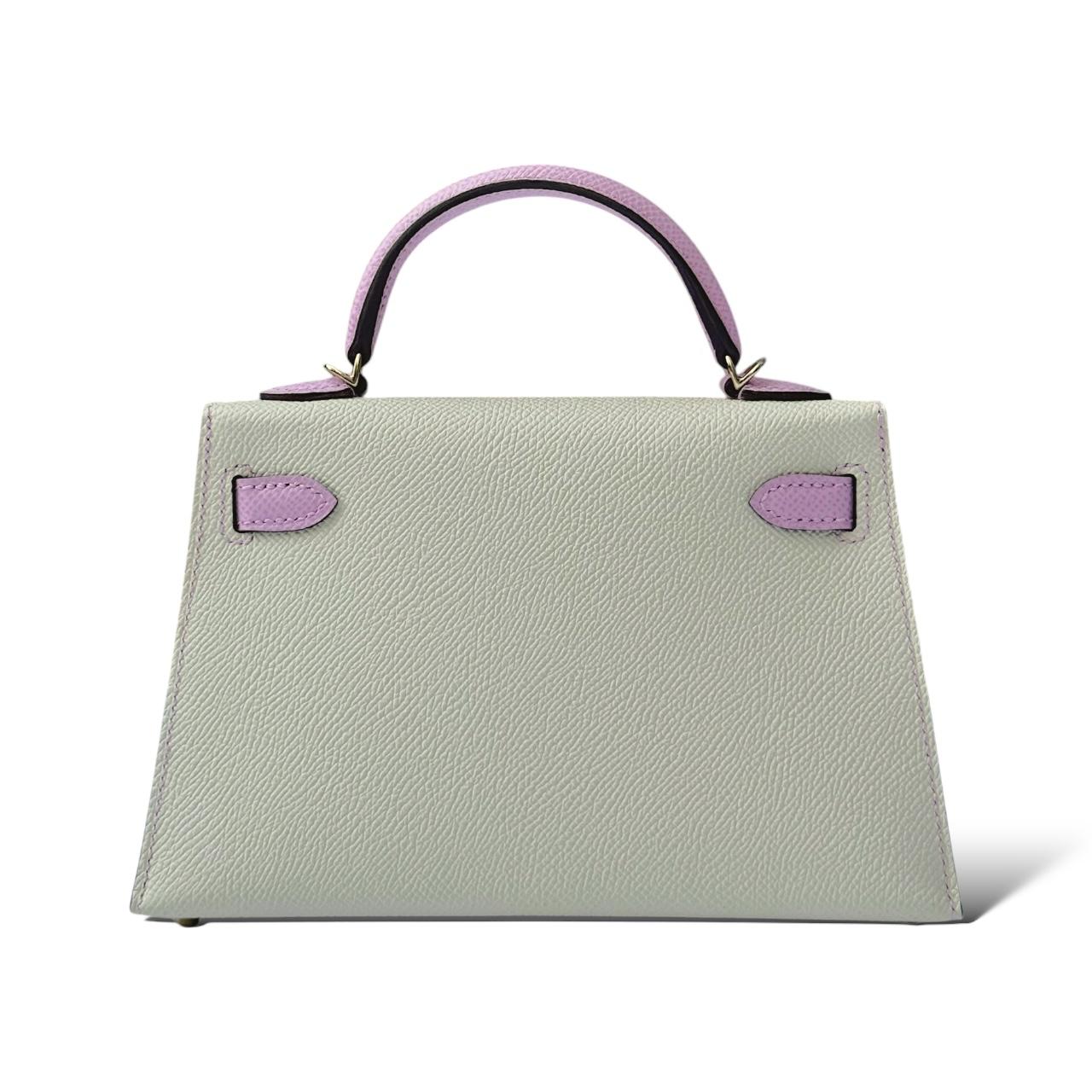 Hermès Kelly Mini 20 – Nata / Mauve Sylvestre Epsom (Palladium Brushed Hardware, 2022)