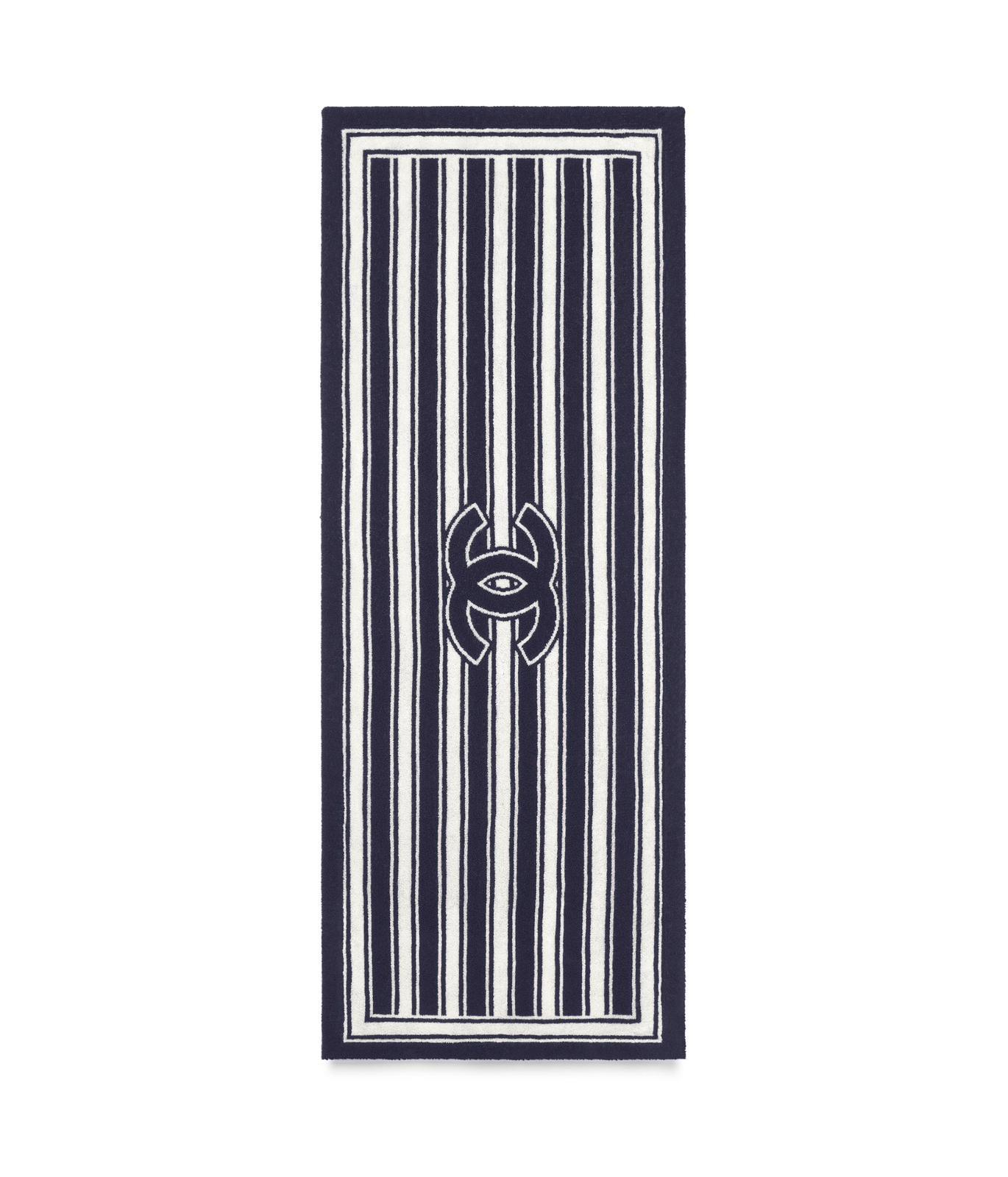 Chanel Coco Beach Striped Beach Towel – Navy Blue & White - Zeuskicks