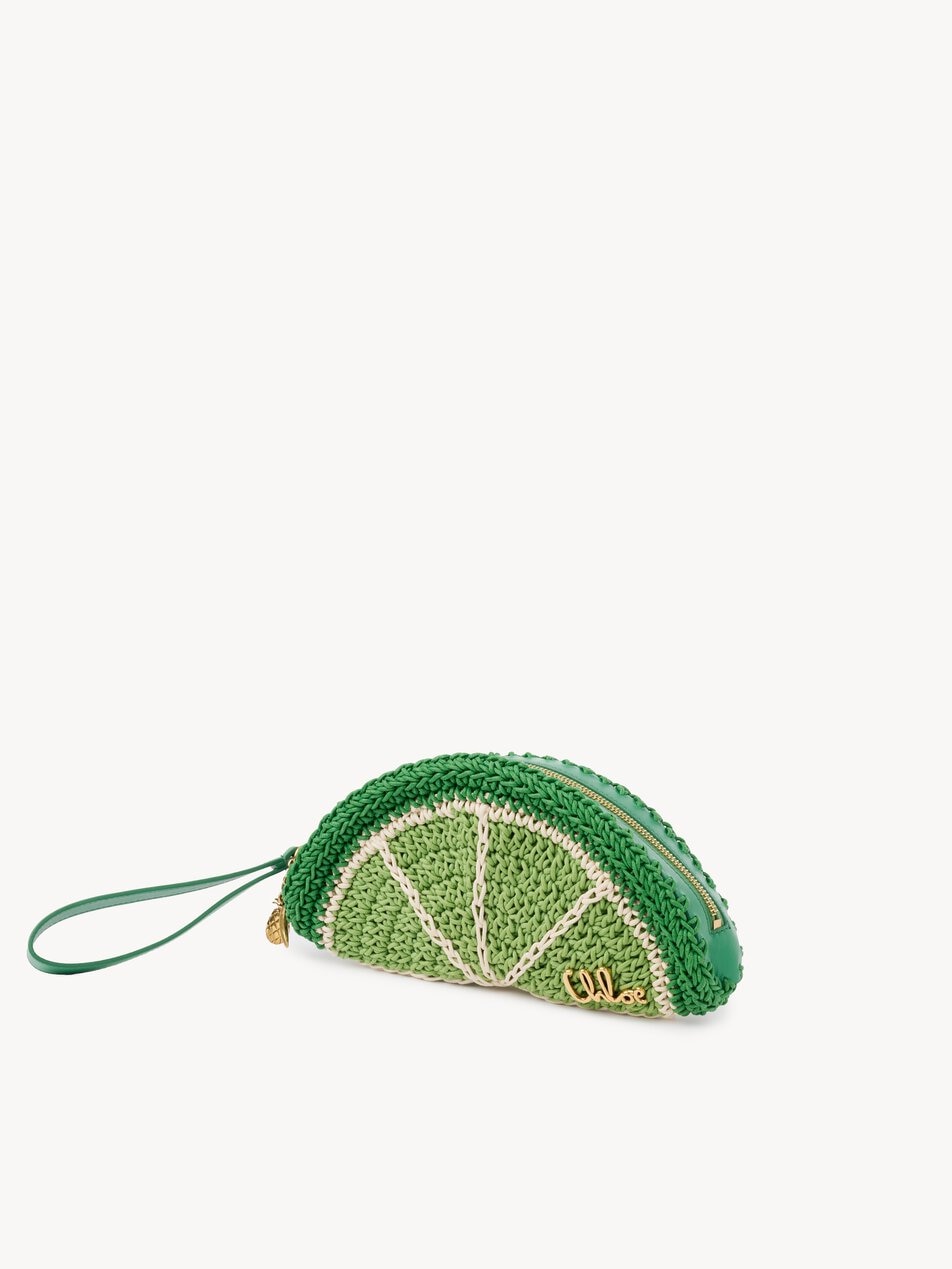 CHLOE Tropicus Lime Slice pouch in waxed cord Conifer Green by CHLOE