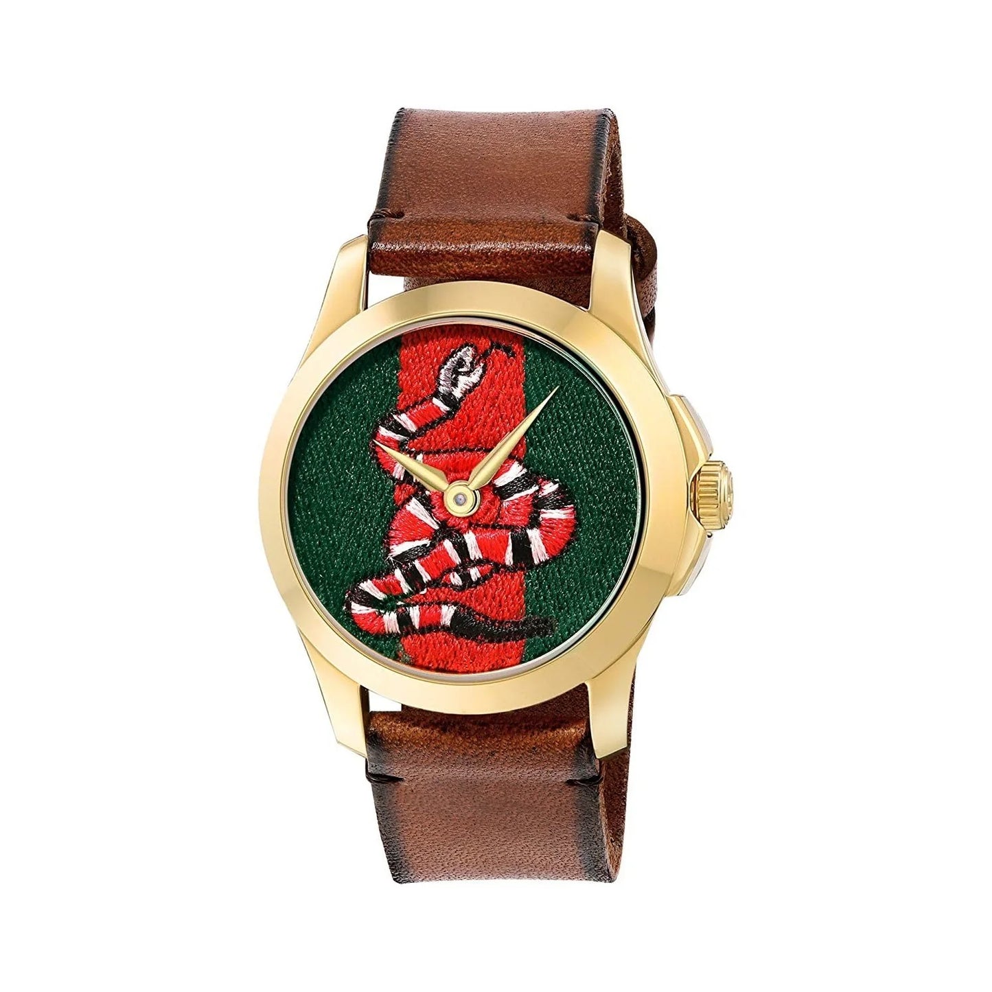 Women’s Gucci YA1264012 38MM Gold & Brown Leather Watch - Zeuskicks