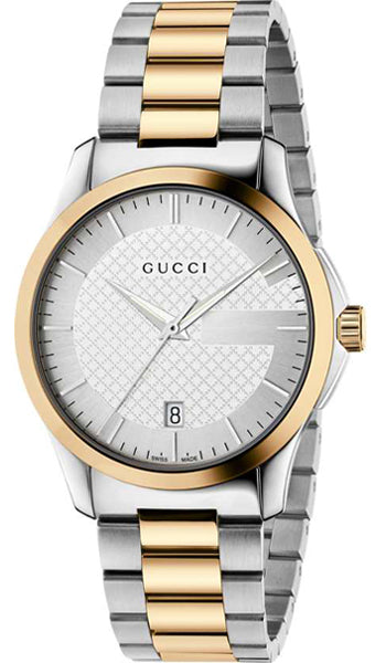 Men’s Gucci G-Timeless YA126450 Silver Diamond Dial Two-Tone Watch