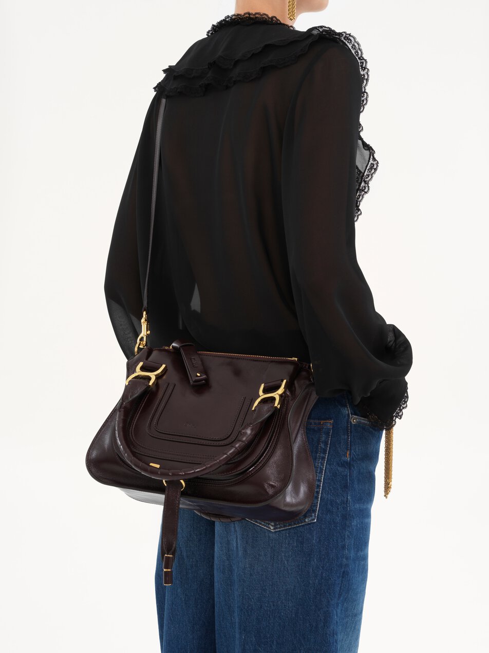 CHLOE Small Marcie bag in shiny leather Auburn Red by CHLOE