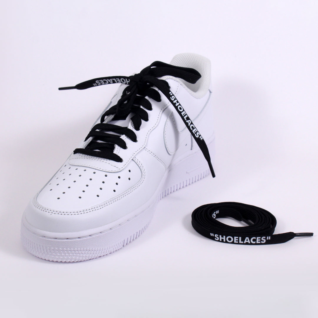 Black Off-White Style “SHOELACES” for Sneakers – Premium Flat Laces by KNOTTY by KNOTTY
