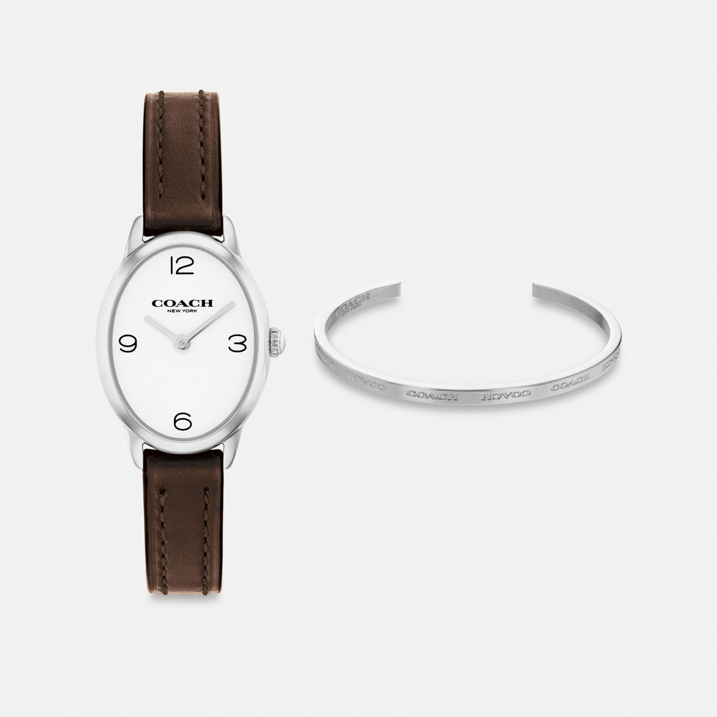 Women's Coach Talia Watch Gift Set, 22 Mm in Stainless Steel/Maple, style CCT21 #color_Stainless Steel/Maple — front view