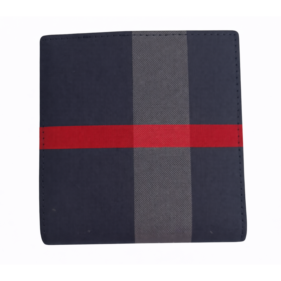 BURBERRY CHECK BIFOLD WALLET WITH COIN PURSE NAVY RED by BURBERRY