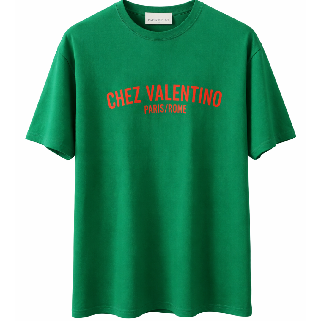 VALENTINO CHEZ PRINT TEE GREEN by Valentino Apparels