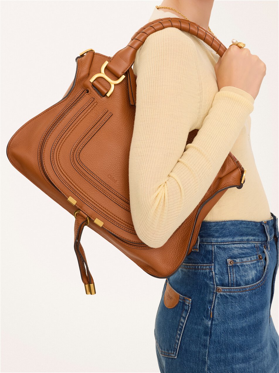 CHLOE Marcie bag in grained leather Tan by CHLOE