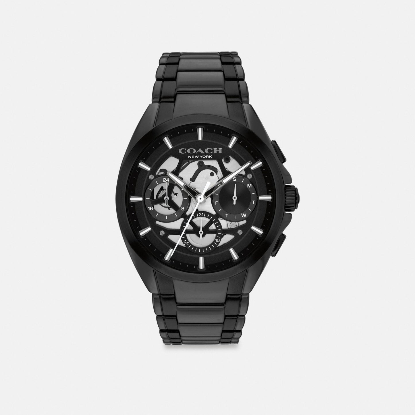 Men's Coach Jackson Chronograph Watch, 42 Mm in Black, style CEU51 #color_Black — front view