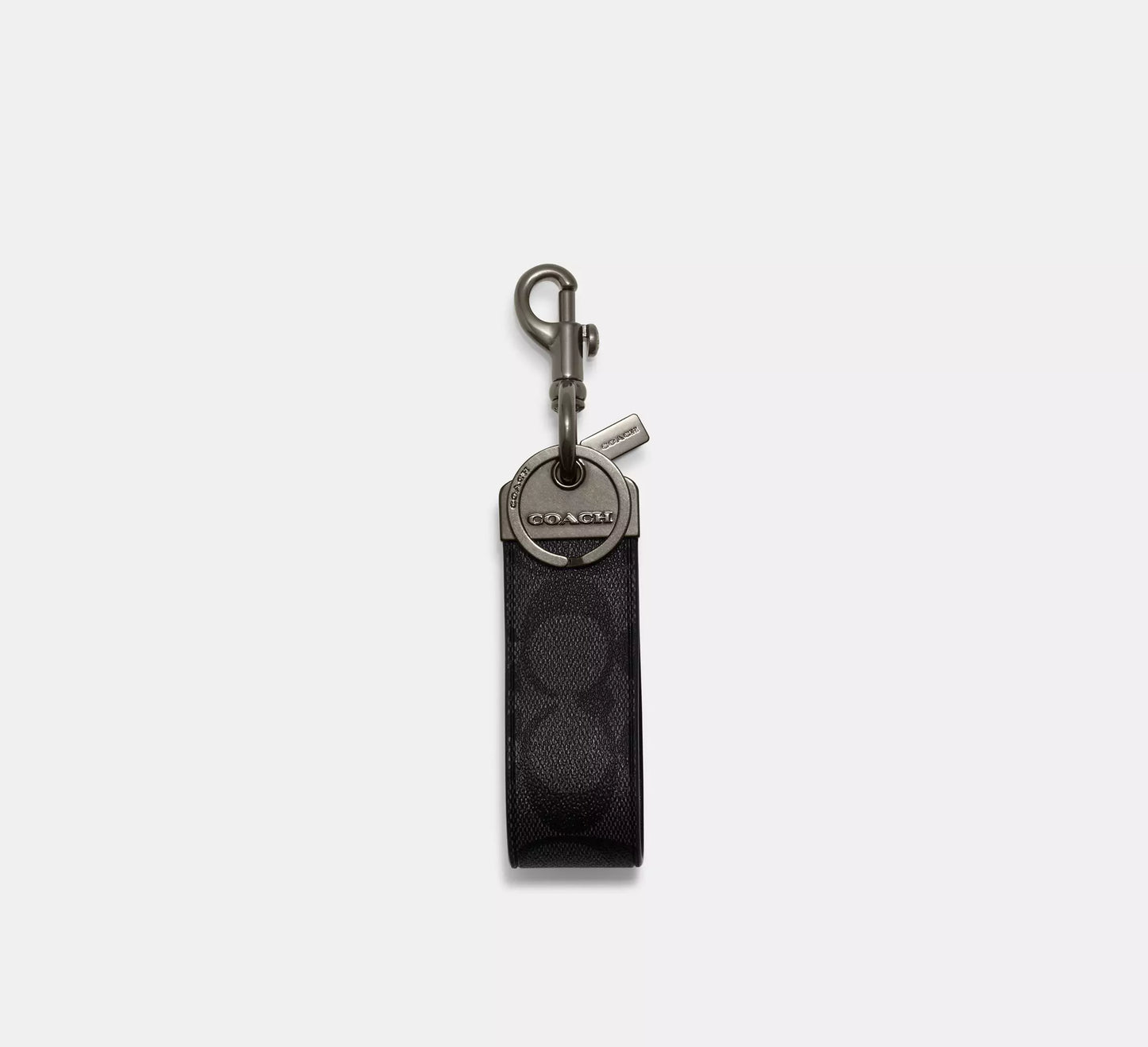 Coach Loop Key Fob In Signature Canvas Charcoal - Zeuskicks