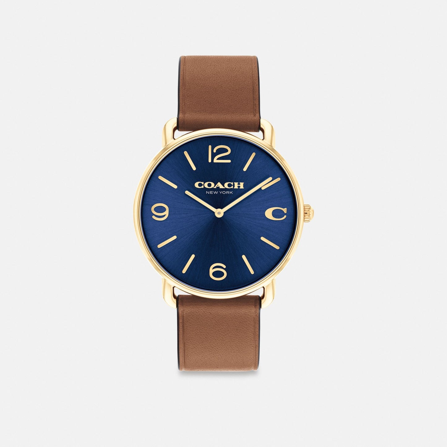 Men's Coach Elliot Watch, 41 Mm in Saddle/Navy, style CO223 #color_Saddle/Navy — front view