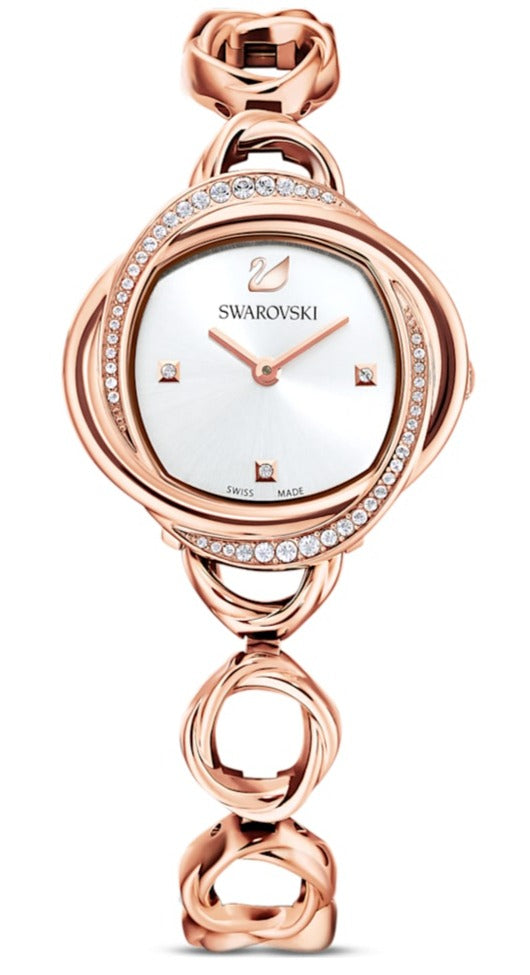 Swarovski Crystal Flower watch, Swiss Made, Metal bracelet, Rose gold tone, Rose gold-tone finish — product photo (5547626)