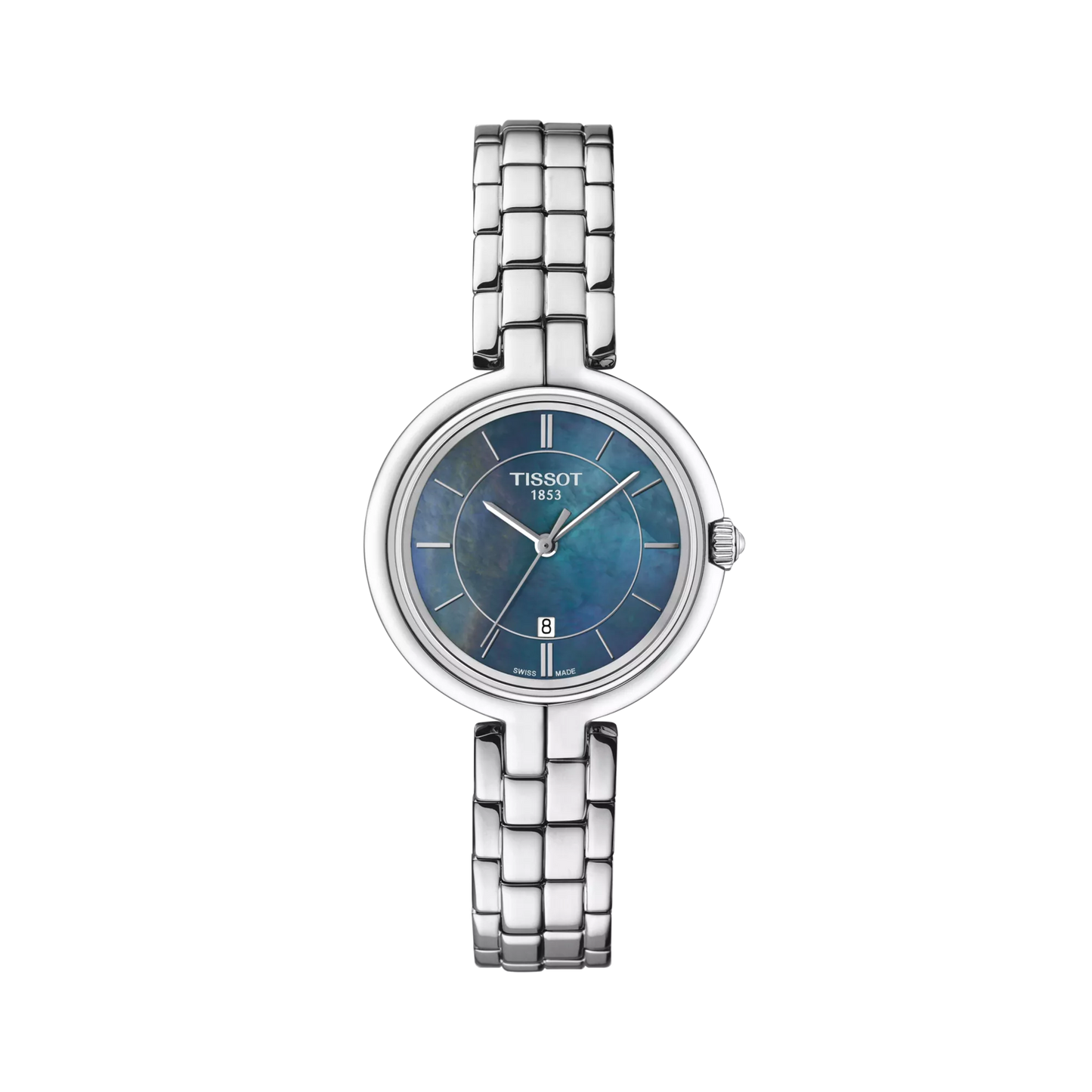 Women’s Tissot Flamingo 30mm T094.210.11.121.00 Quartz Black Mother-of-Pearl Dial Stainless Steel Watch - Zeuskicks