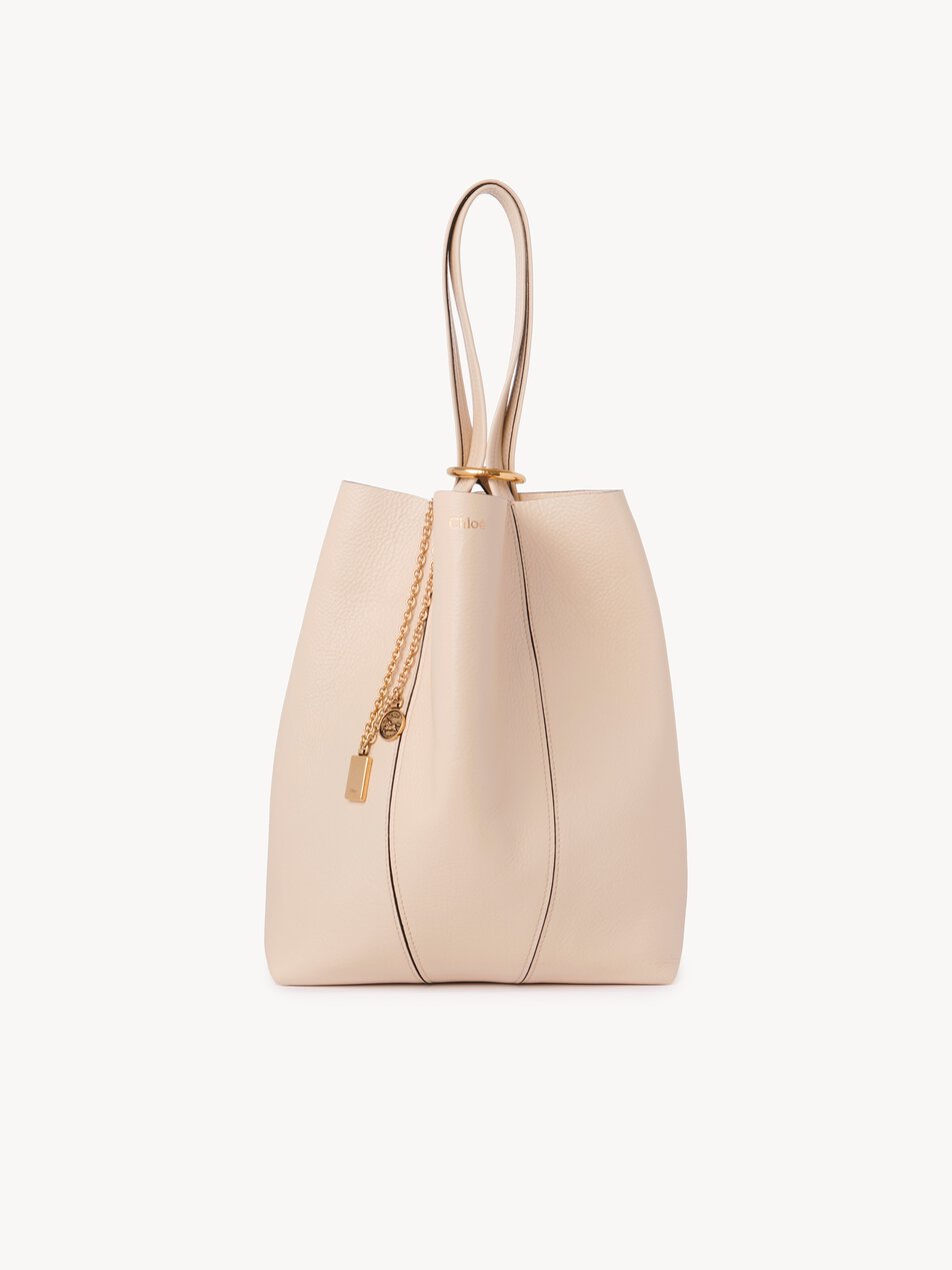 CHLOE Spin tote bag in grained leather Cement Pink by CHLOE